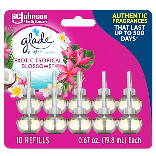 Glade PlugIns Refills Air Freshener Starter Kit with Warmers and Refills (Coastal Sunshine Citrus, Exotic Tropical Blossoms)