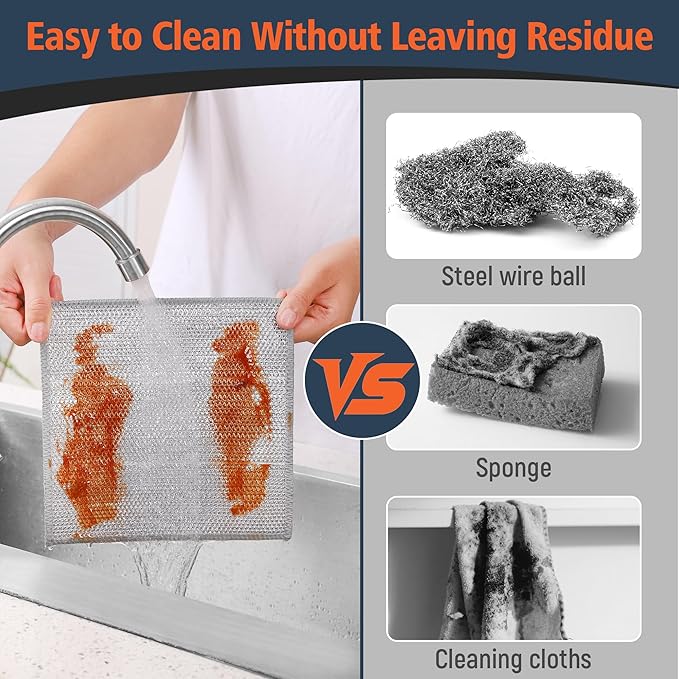 3 Layers Wire Dishwashing Rag 30PCS- Non Scratch Wire Dishcloth Home Essentials-Reusable Steel Wool Scrubber Washcloths,Dish Towels for Kitchen and Dishcloths Set for Pans Sinks & Cookware