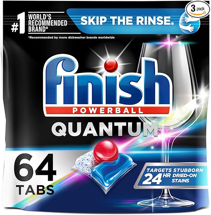 Finish - Quantum - 64ct - Dishwasher Detergent - Powerball - Ultimate Clean & Shine - Dishwashing Tablets - Dish Tabs (Pack of 3)