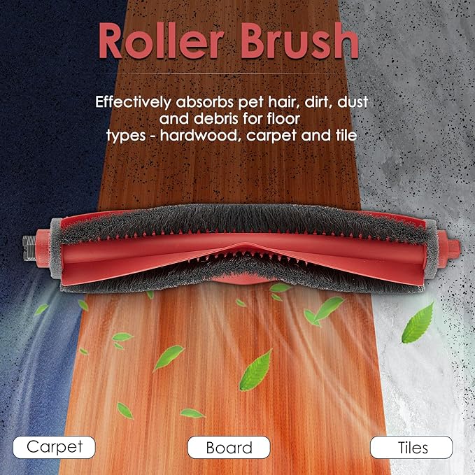 (2 Pack) Q10S5, Q10S5+, Q10X5, Q10X5+ Roller Brushes Compatible with Roborock Q10 S5/ S5+, Q10 X5/ X5+ Robot Vacuum, Main Brush Replacement Roller Brush