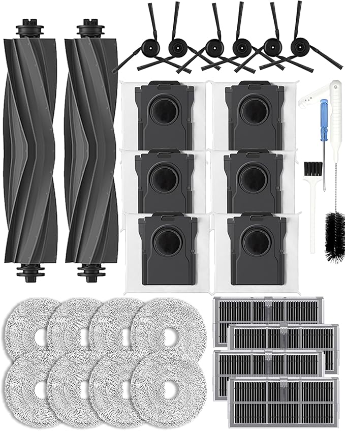 Yivy X40 Ultra Accessories for Dreame L40 Ultra/X40 Master,Mova P50 Pro Ultra/Mova P10 Pro Ultra Vacuum Cleaner,Replacement Parts: 2 Main Brushes, 4 Carbon HEPA Filters,6 Carbon Dust Bags 29 PCS