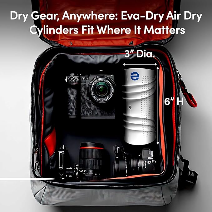 Eva-Dry Air-Dry Cylinder - Powerful Renewable Moisture Absorber for Small Spaces - Renews in Just 2 Hours, Non-Toxic, Safe for Closets, Safes, and More (Sold Individually)