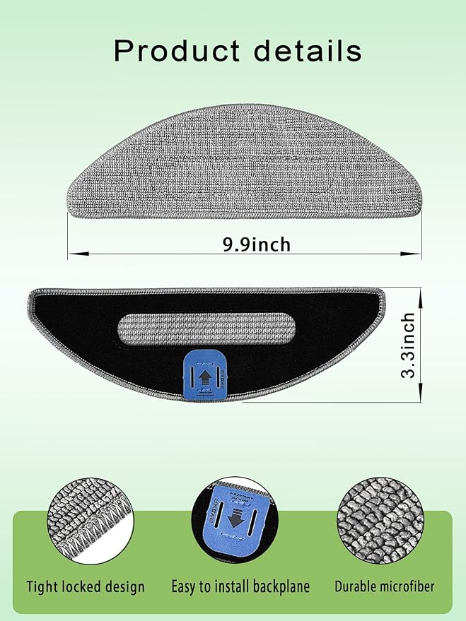 6 Pack Vacuum Replacement Part Mopping Pads Compatible for iRobot Roomba Combo j5, j5+, i3, i3+, i5, i5+, i8, i8+ Model. Washable and Reusable Microfiber Cleaning Refill Mopping Pad Accessories
