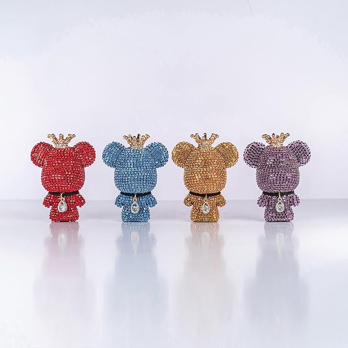 Cute Car Accessories, Bling Crystal Bear Car Air Freshener With Vent Clip,Rhinestone Aesthetic Car Decor Interior Decoration (GOLD)