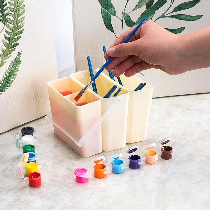 Brush Washing Bucket, Plastic Triple Detachable Pen Cleaner, Watercolor Art Paint Storage, Multifunction Paint Brush Washing Bucket with Handle for Watercolor Outdoor Indoor Painting