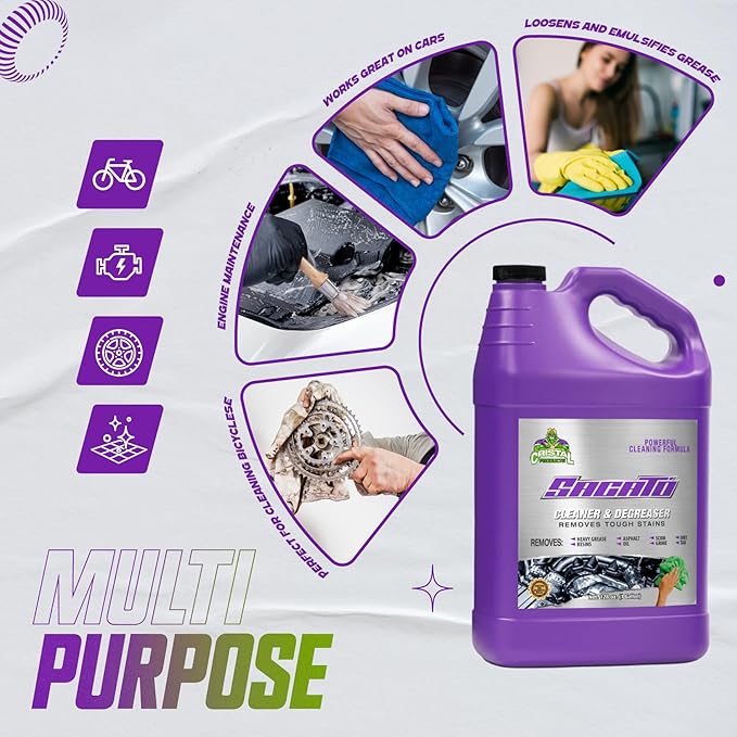 SACATO Degreaser Cleaner Heavy Duty – Commercial Degreaser for Garage, Floor, Engine, Driveway & Tools – Heavy Duty Cleaner Concentrate for Car, Kitchen, Washer – Strongest Desengrasante Gallon