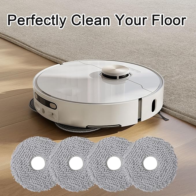 8 Pack Mop Pads Fit for Roborock QV 35A/Saros 10R/Q Revo/Qrevo S/Qrevo Pro/Qrevo Plus/Qrevo Master/Qrevo Slim/Qrevo Curv/Qrevo Edge Robot Vacuum Cleaner, Washable Mop Pad Replacement Accessories