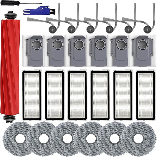 QV 35A accessories, QV 35S replacement Kit for Roborock QV 35A/QV 35S/QR 598/QR 798 Robot Vacuum Replacement Parts, 1 Main Brush, 6 Mop Pads, 6 Dust Bags, 6 Filters, 6 Side Brushes, 2 cleaning