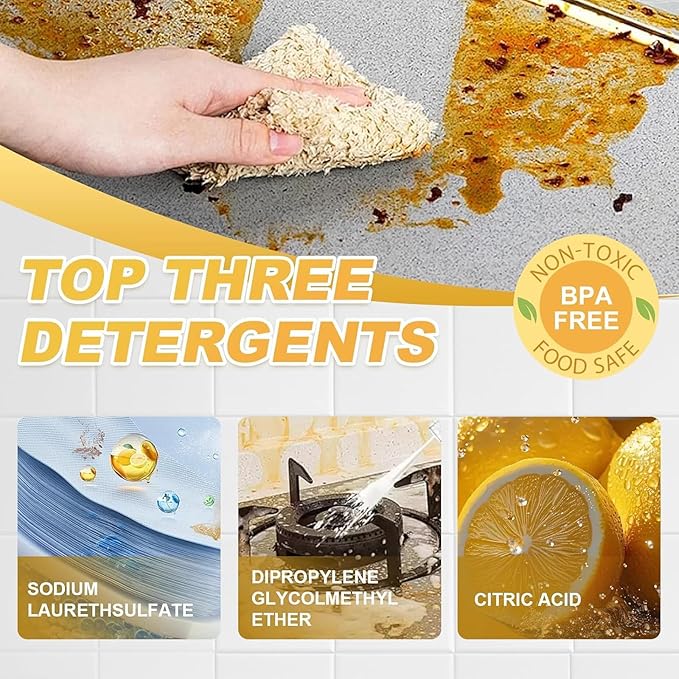 500ml Powerful Kitchen Degreaser Foam Spray – Heavy Duty Cleaning Spray - For Stubborn Splatters, Stove Top, Grill, Drip Pans, & Oven - On All Surfaces ，Lemon Fresh Scent