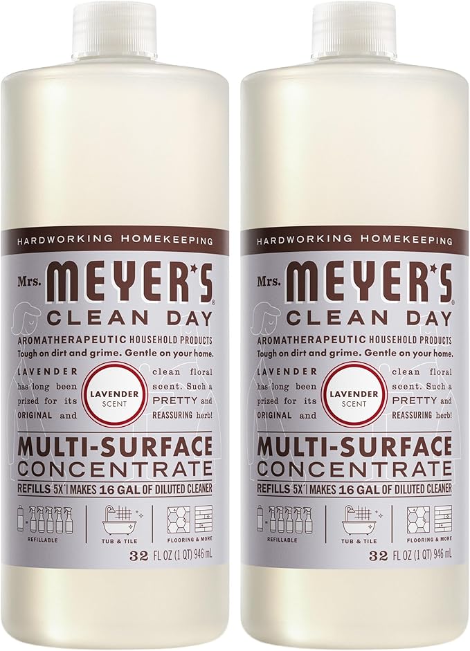 MRS. MEYER'S CLEAN DAY Multi-Surface Everyday Concentrate, Lavender Scent, 32 Fl Oz Bottle - 2 Pack