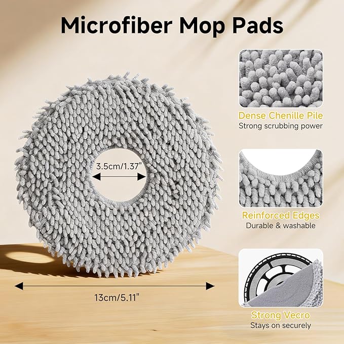 8 Pack Mop Pads for Roborock Saros 10R/QV 35A/Qrevo S/Qrevo Master/Qrevo Curv/Qrevo Slim/Qrevo Plus/Q Revo/Qrevo Pro/Qrevo Edge Robot Vacuum Cleaner, Washable & Reusable Microfiber Mop Cloths