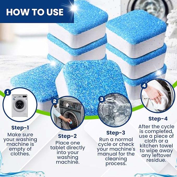 72 Tablets Combo Pack – 48 Dishwasher & Washing Machine Cleaner Tablets + 24 Garbage Disposal Cleaner & Deodorizer Tablets- Removes Limescale, Buildups and mineral deposits