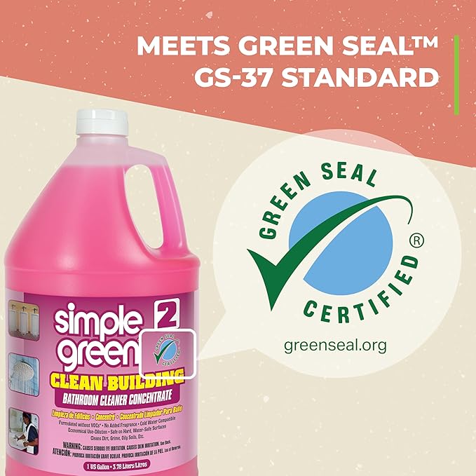 Simple Green 11101CT Clean Building Bathroom Cleaner Concentrate, Unscented, 1gal Bottle