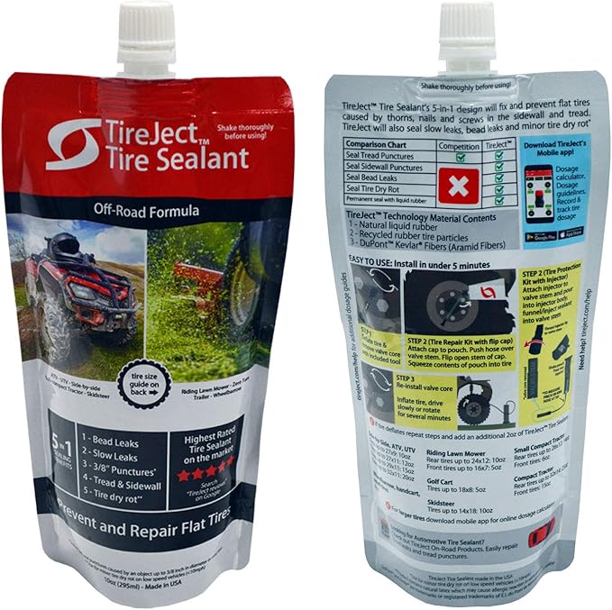 TireJect Off-Road 5-in-1 Flat Tire Protection Kit with Sealant Injector (30oz Golf Cart Kit)