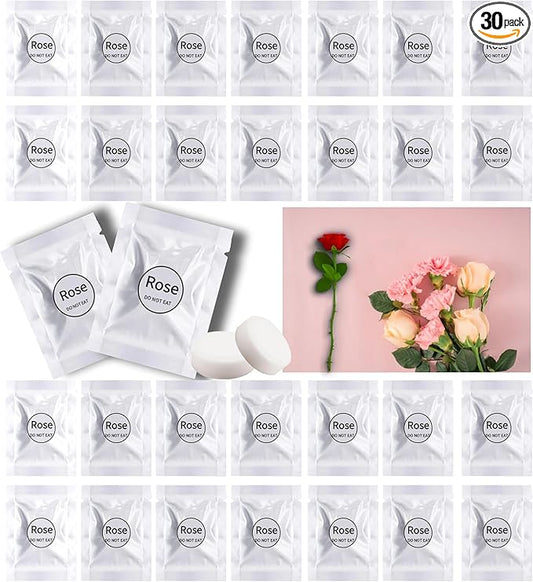 Car Air Freshener Refills, 30 Pcs Individual Package Car Air Vent Clip Replacement Pads Solid Fragrance Scent Air Freshener Refill Tablets (Rose)