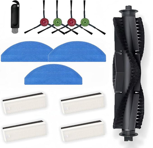 Replacement Parts Compatible with Tikom G8000 MAX Tikom L8000 Pro (2025 Year Versions) Robot Vacuum Cleaner Spare Parts Accessories, 1 Main Roller Brush, 4 Side Brushes, 4 Hepa Filters, 3 Mop Pads