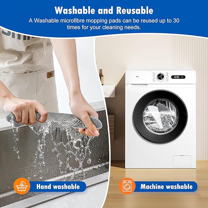 6 Pack Mop Replacement for iRobot Roomba Combo Essential Robot Vacuum & Mop Y0140 / Y0110 / Q011 / Q012 / Q052/ Roomba 104 / Roomba 105 Combo, Microfiber Washable Mopping Pads