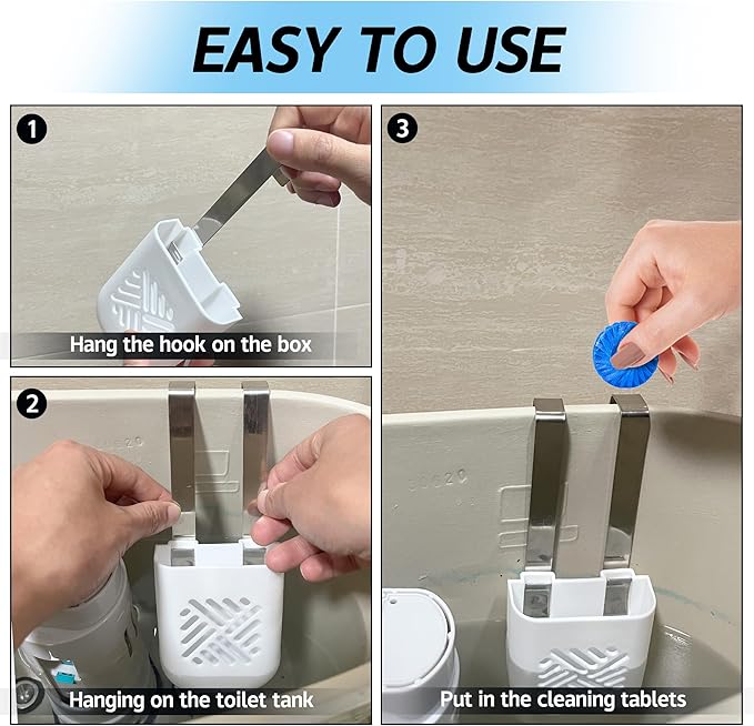 moonoom Toilet Tank Cleaning Tablet Holder, 3.7'' x 2.9'' x 0.7'' Toilet Tank Bleach Tablet Bracket, Hanging Toilets Bowl Cleaner Carrier for Preventing Dissolved Residue From Polluting Water Tanks