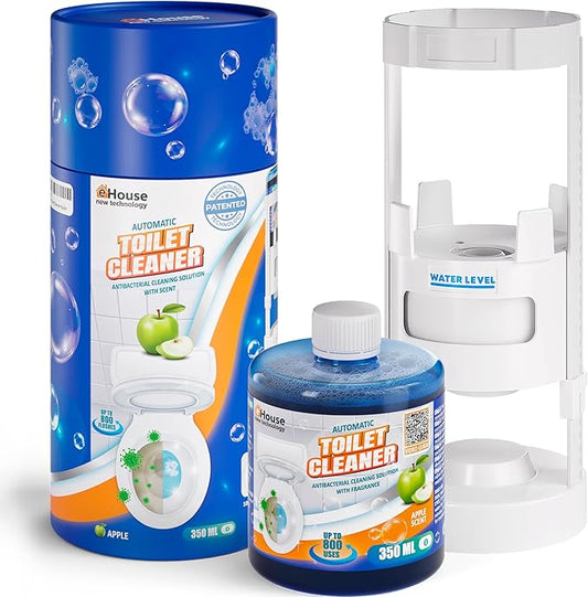 eHouse Automatic Toilet Cleaner with Refill ??Flush-Activated Toilet Bowl Cleaner, Household Cleaning Solution - Toilet Cleaners for Hard Water, Removes Rust & Limescale, Fresh Apple Scent.