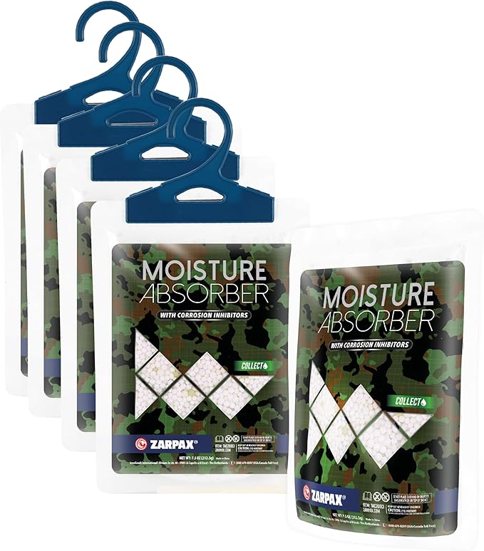 Moisture Absorbers For Gun Safe 7.5 oz/212g - Gun Safe Dehumidifier Prevents Corrosion - Protects Gun & Gear - Desiccant Dehumidifier Removes Excess Moisture - Set of 5