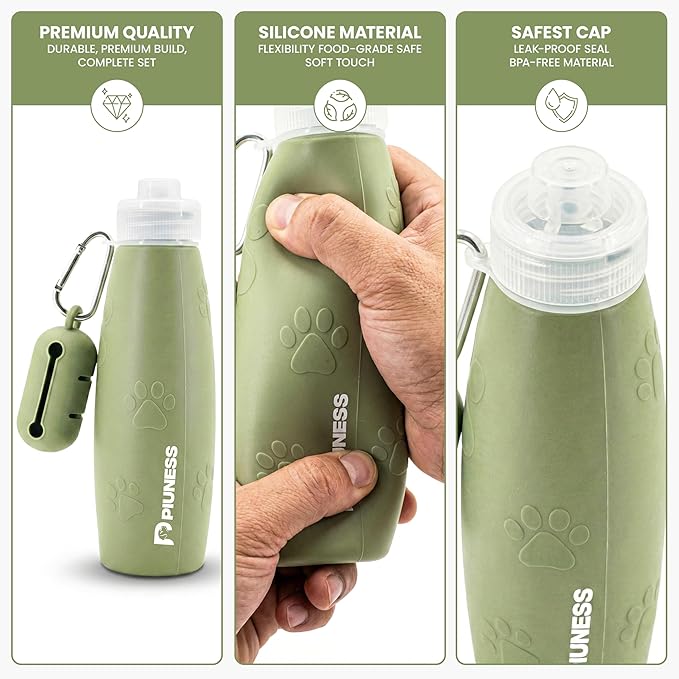 Ultimate 2-in-1 Dog Walk Essential – Portable Pee Cleaning Bottle + Detachable Poop Bag Dispenser (Green)