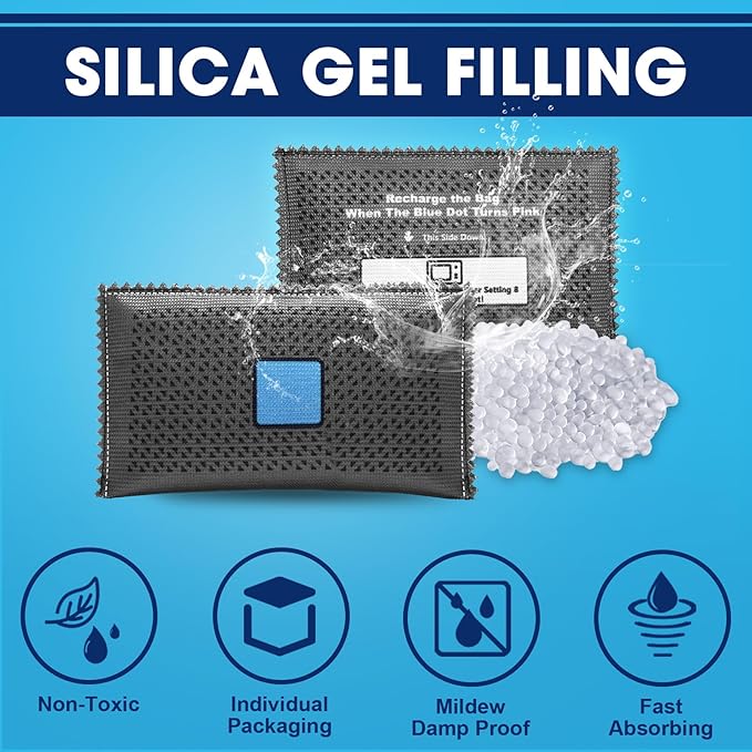 Timgle 10 Pcs 200g Rechargeable Desiccant Packs for Storage Silica Gel Packets Dry Moisture Absorbers Bags Reusable Desiccant Car Dehumidifiers Bag for Closet Home Car Moisture Absorbing