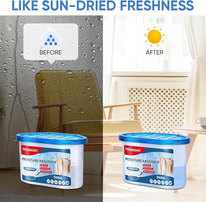 22Pack Moisture Absorbers, 10.6OZ Humidity Absorber Bucket, Moisture Absorbers for Closet, Dehumidifier Bucket for Wardrobes、 Kitchens and Bathrooms, Fragrance Free Humidity Absorber