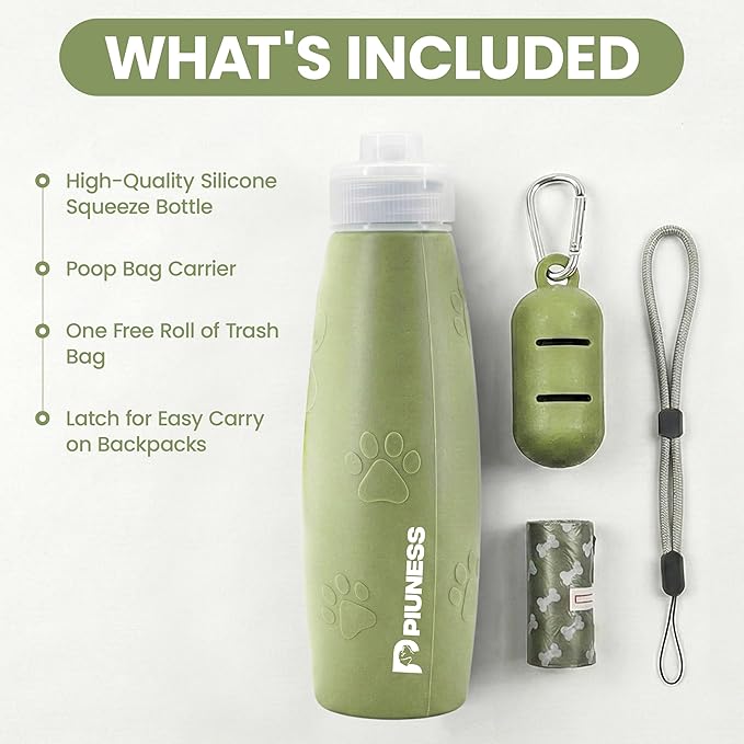 Ultimate 2-in-1 Dog Walk Essential – Portable Pee Cleaning Bottle + Detachable Poop Bag Dispenser (Green)