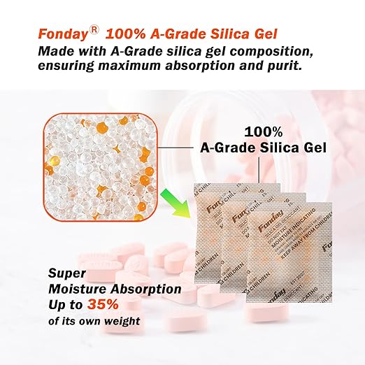 5g x 60 packs Fonday Rechargeable Silica Gel Desiccant Packets Fast Reactivate Desiccant Bags Moisture Indicating Orange to Green