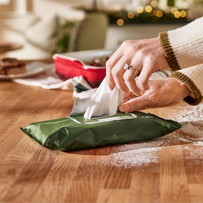 Thymes Frasier Fir All-Purpose Cleaning Wipes – Multi-Purpose Cleaning Wipes – Safe for Countertops, Walls, and Other Non-Porous Surfaces – Cruelty Free Surface Wipes (2 Pack of 48 Wipes)