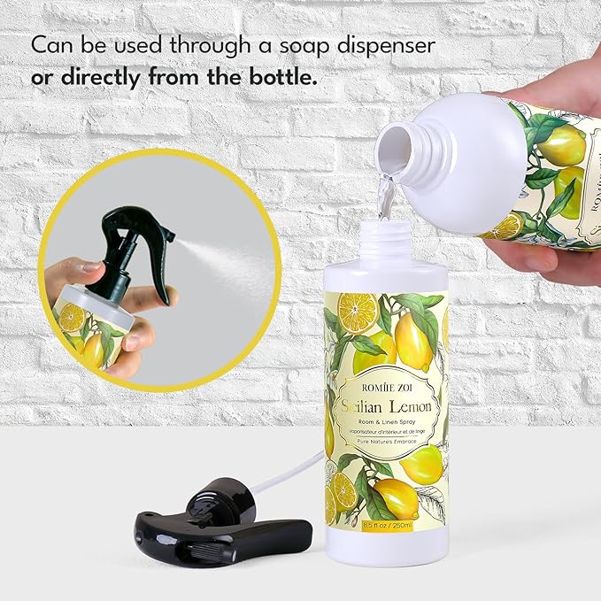 ROMIIE ZOI Lemon Room Spray Refill - 500ml / 16.8 Fl Oz - Invigorating and Zesty Scent for a Fresh, Energizing Home - Concentrated Air Freshener