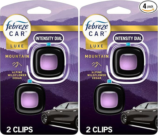 Febreze Car Mountain Scent Air Freshener Vent Clip,.07 oz,(Pack of 4)