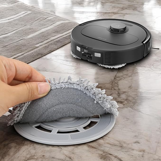 8Pcs Microfiber Mop Cloth & Mop Tray Compatible with Roborock Q Revo Vacuum Cleaner, Washable Mop Pad Replacement Accessories Cloth Holder Mount Spare Parts