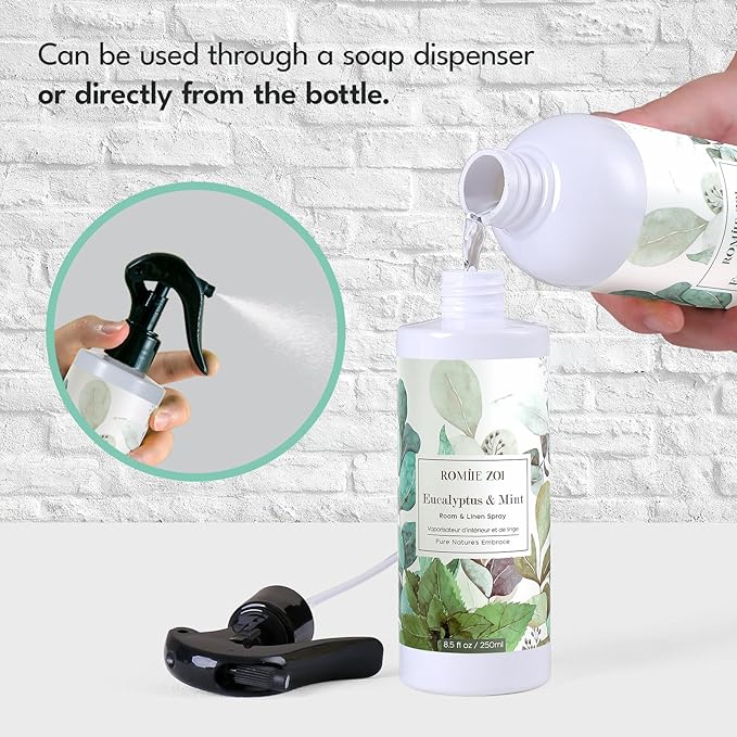 ROMIIE ZOI Eucalyptus Mint Room Spray Refill - 500ml / 16.8 Fl Oz - Soothing Aromatherapy Scent for Spa-Like Relaxation & Clarity - Concentrated Air Freshener