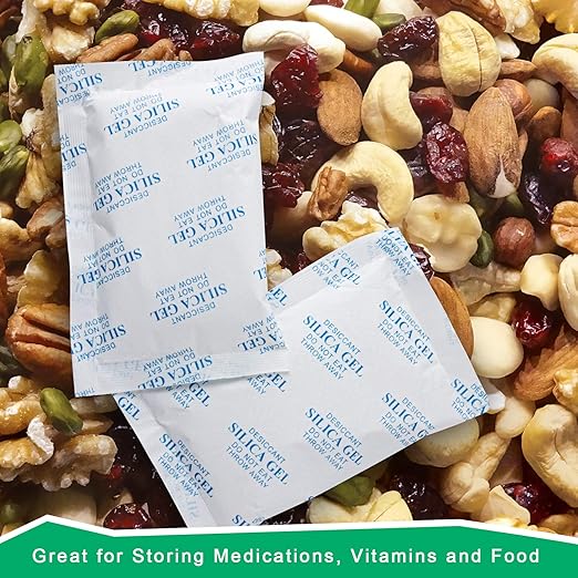 O2frepak 5 Gram(100Packs) Food Grade Moisture Absorbers Silica Gel Packs Desiccant for Storage,Food Safe Dessicant Silica Gel Packets for Moisture Storage Control