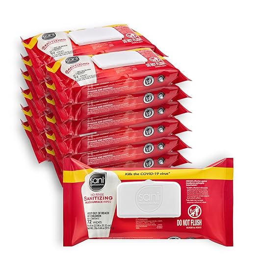 PDI Sani-Professional No-Rinse Sanitizing Multi-Surface Food Service Wipes Softpack, for Restaurants, Kitchen, and Home Use, Pack of 12, 72 Wipes Each, Large 9" x 8" Wipes