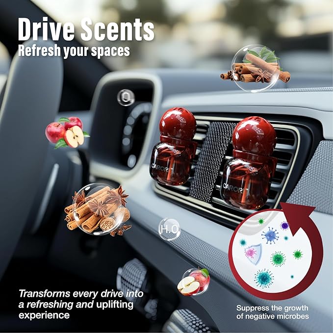 Cute Car Air Freshener 2 Pack, Lightbulb-Shaped Car Fresheners, Automotive Vent Clip, Long Lasting Scent, Essential Oils, Cute Car Accessories for Women, Apple Cinnamon Scent