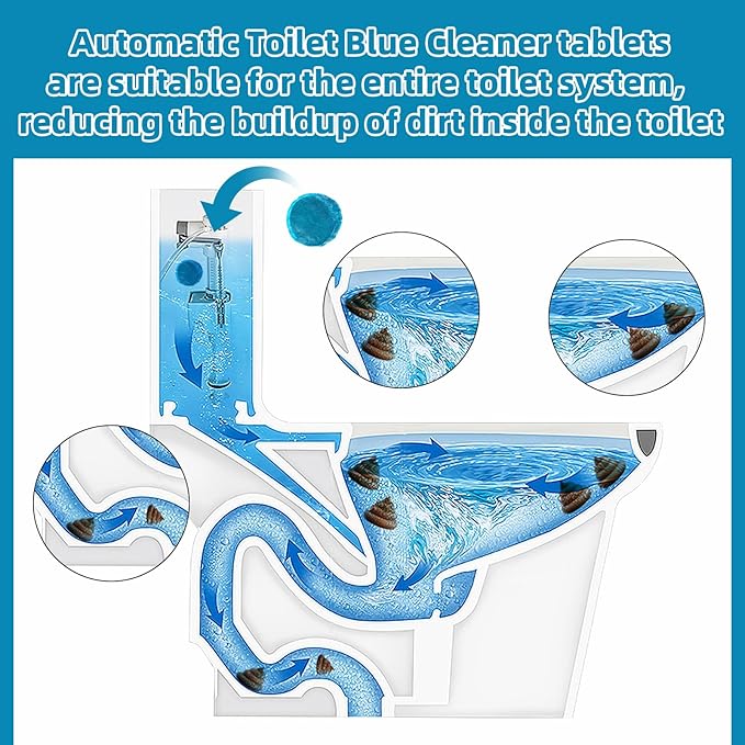 G · PEH Toilet Blue Cleaner Tablets: 108 Pack Automatic Toilet Bowl Cleaner Tablets, Multipurpose Bathroom Cleaners Drop in Tank for Bathroom Freshening Smell & Effective Cleaning