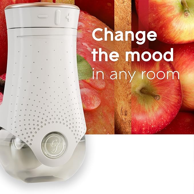 Glade PlugIns Refills Air Freshener Starter Kit, Scented and Essential Oils for Home and Bathroom, Apple Cinnamon, 3.35 Fl Oz, 1 Warmer + 5 Refills