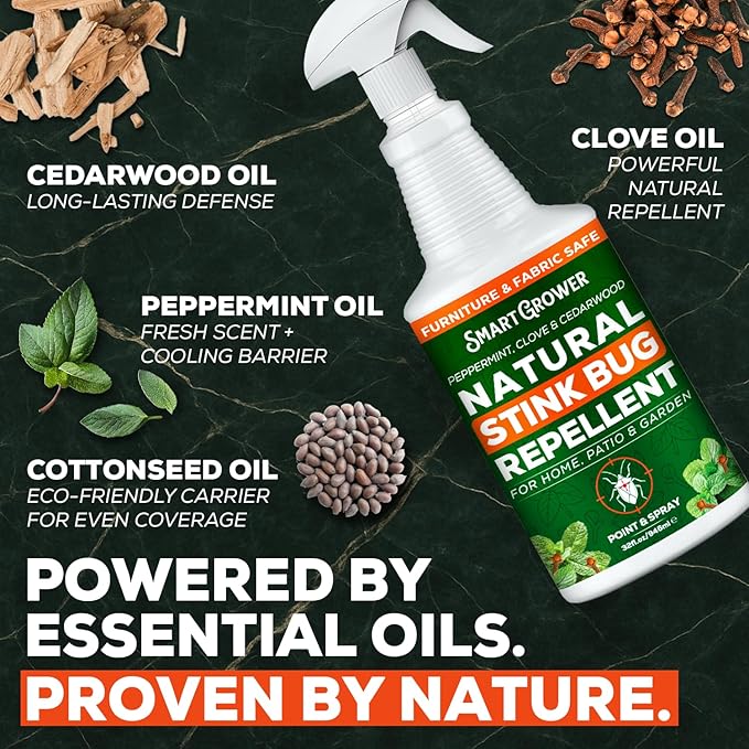 Natural Stink Bug Spray & Repellent for Indoor & Outdoor Use – Plant-Based Stink Bug Eliminator with Essential Oils, Stain-Free on Fabric, Pet & Family Friendly, 32 oz Ready-to-Use