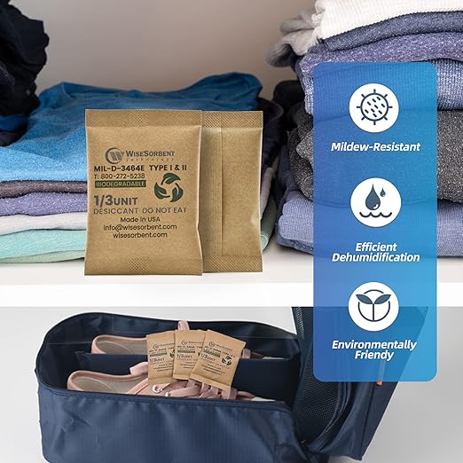 Kraft Clay Desiccants Packs for Safe, 11 Gram 30 Pack Dehumidifier for Gun Safe, 1/3 Unit Military Grade Moisture Absorbers, Conforms to MIL-D-3464E Type I & II Absorbents