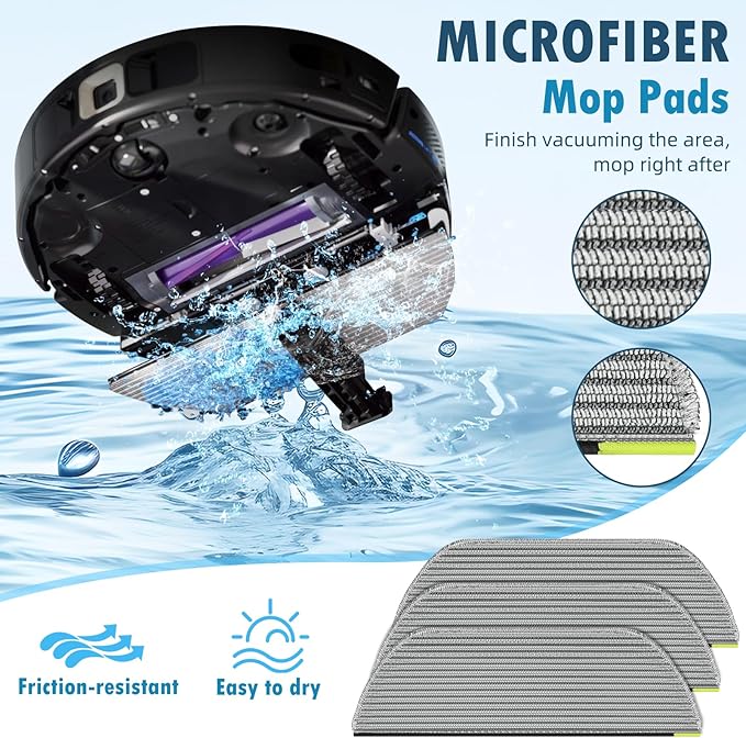 18 Pack Accessories for Shark AV2800ZE / RV2820YE / RV2820ZE Robot Vacuum & Mop Combo, 1 Brushroll, 3 Mop Pads, 3 HEPA Filters, 1 Pre-Filter, 6 Side Brushes, 1 Post-Motor Filters, 2 Pre-Motor Filters