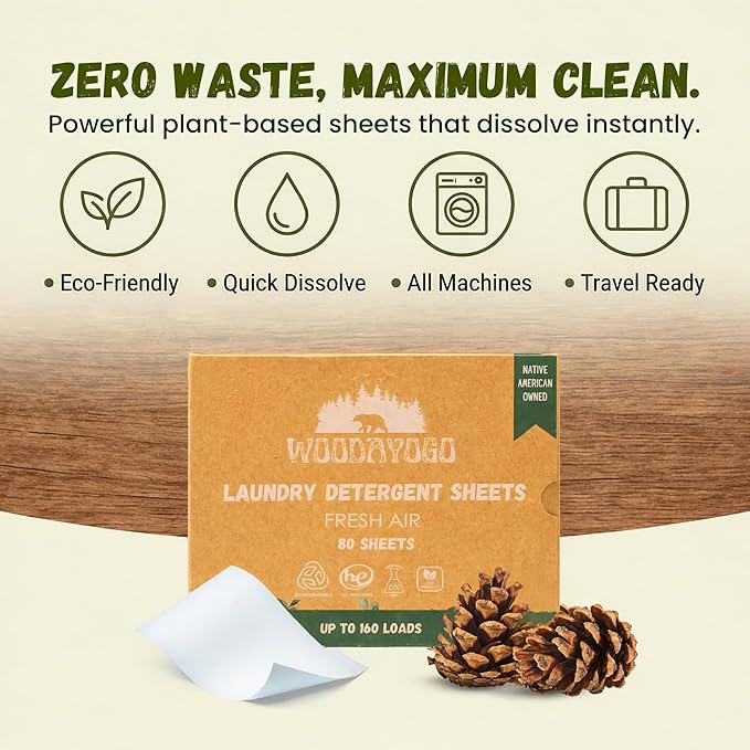 Laundry Detergent Sheets – Eco-Friendly, Hypoallergenic, Plant-Based Detergent for Sensitive Skin, Recycled Packaging, Liquid-Free Travel-Friendly Laundry Soap Strips (Up to 160 Loads, 80 Sheets)