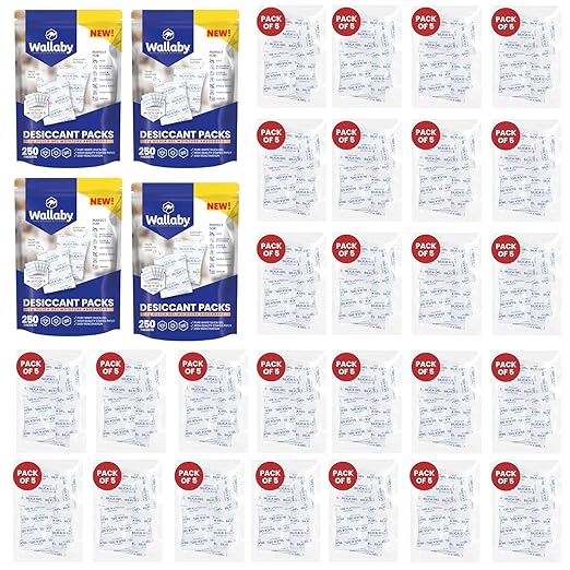Wallaby 2g Silica Gel Desiccant Packs – 1,000 Packets (Food Safe, Rechargeable)