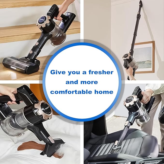 4 Pack T350 HEPA Filter Replacement Attachments Compatible with Trucozie T350 Cordless Lightweight Stick Vacuum Cleaner, 4 HEPA Filters, 1 Cleaning Brush