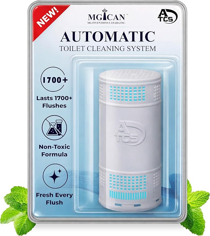MGICAN Patented Automatic Toilet Bowl Cleaner System (ATCS) 1700+ Flushes - Non Toxic Toilet Bowl Cleaners for Hard Water Stains - UL-Certified Toilet Cleaner 1 Year Supply (1 Pack)