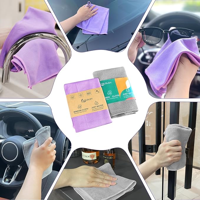 Window Cleaning Cloth - Purple: Streak-Free with Just Water. This Purple Window Cloth Cleans Smooth Surfaces, Allowing You to Clean Windows Without Leaving Streaks. Reusable Microfibre Window Cloth.