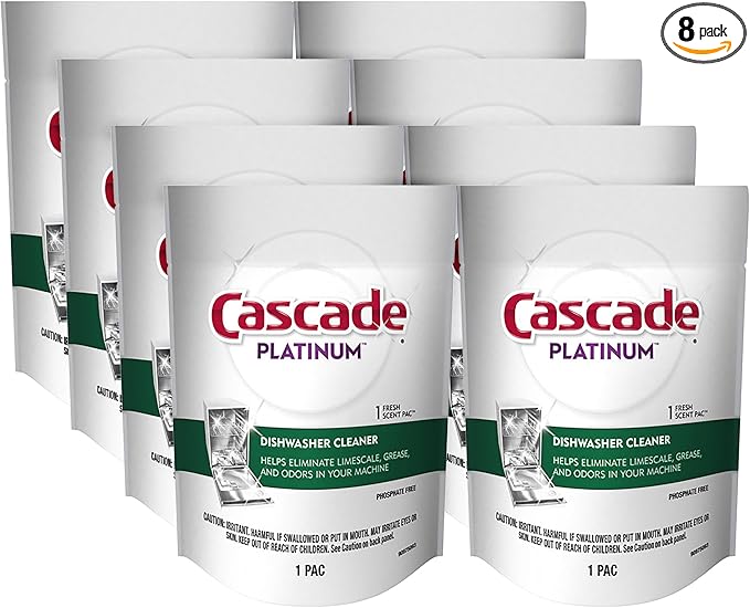Cascade Platinum Dishwasher Cleaner Pods Fresh Scent, 1 Count (8 Pack)