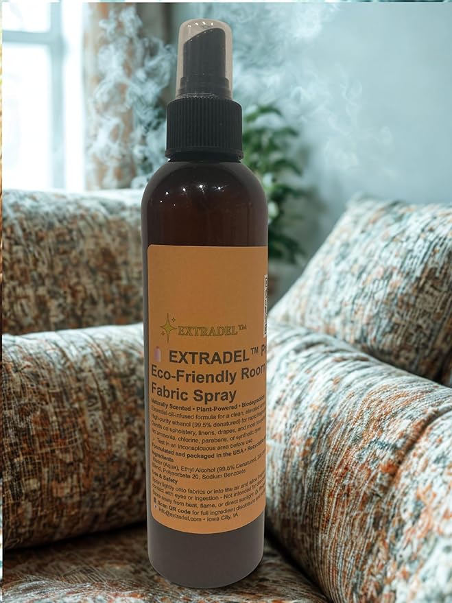 EXTRADEL™ Eco-Friendly Room & Fabric Freshener, Plant-Based, Essential Oil Scent, Biodegradable (Orange & Cedarwood Blend) 8 fl oz
