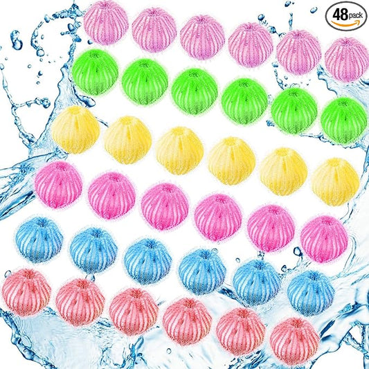 Blulu 48 Pieces Pet Hair Remover for Laundry Dryer Balls Reusable Washing Machine Hair Catcher Pet Dog Cat Catcher Lint Remover (Rainbow Color)